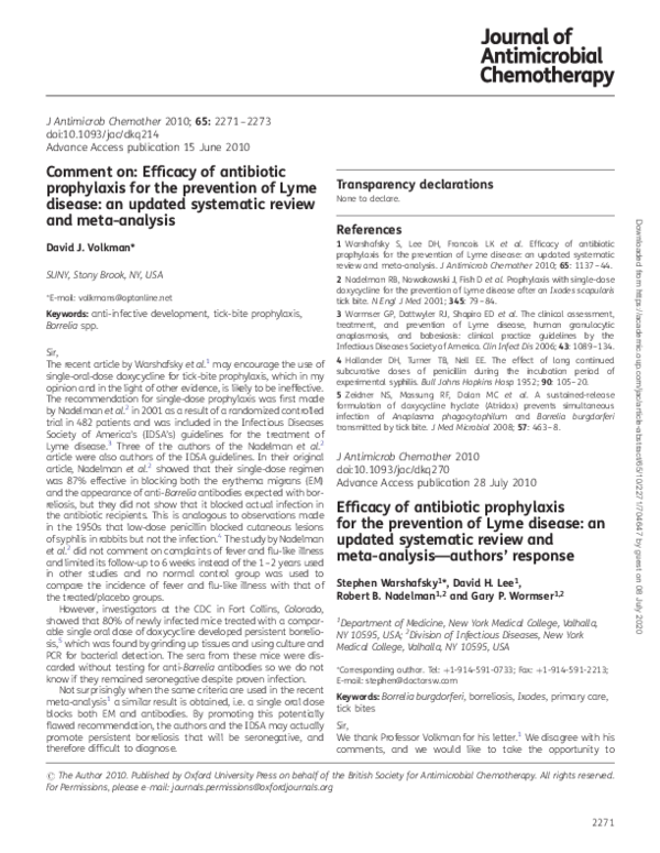 (PDF) Efficacy of antibiotic prophylaxis