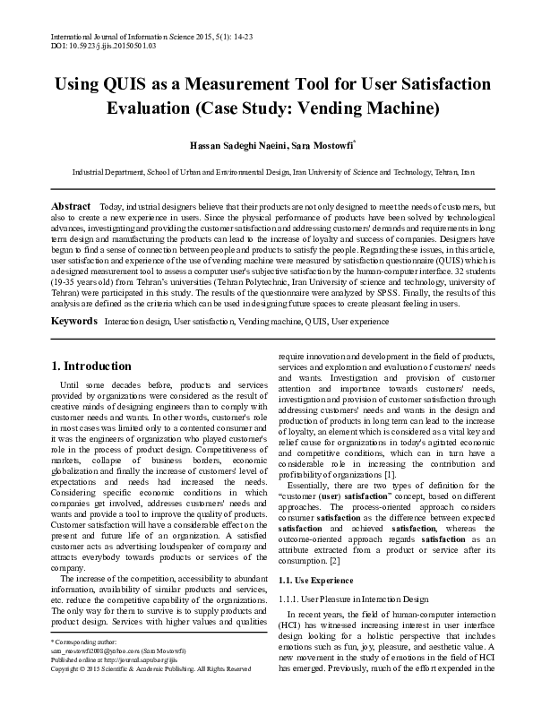 (PDF) Using QUIS as a Measurement Tool for User Satisfaction Evaluation