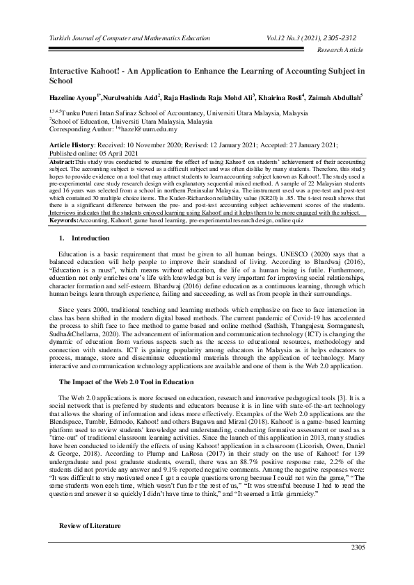 (PDF) Interactive Kahoot! An Application to Enhance the Learning of