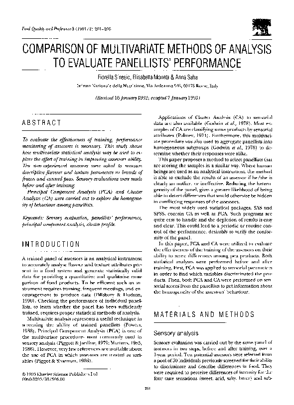 (PDF) Comparison of multivariate methods of analysis to evaluate ...