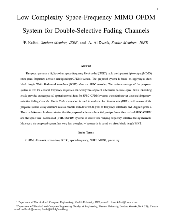(PDF) Low Complexity Space-Frequency MIMO OFDM System for Double ...