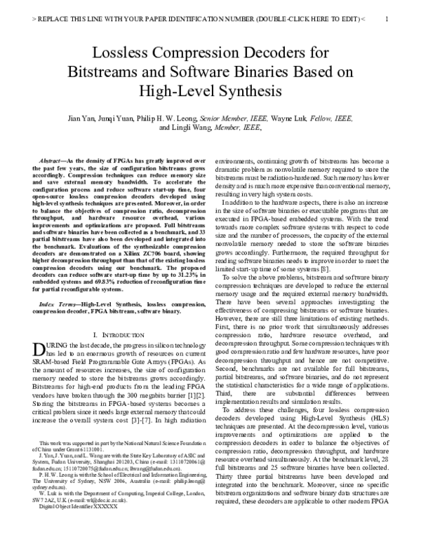 (PDF) Lossless Compression Decoders for Bitstreams and Software ...