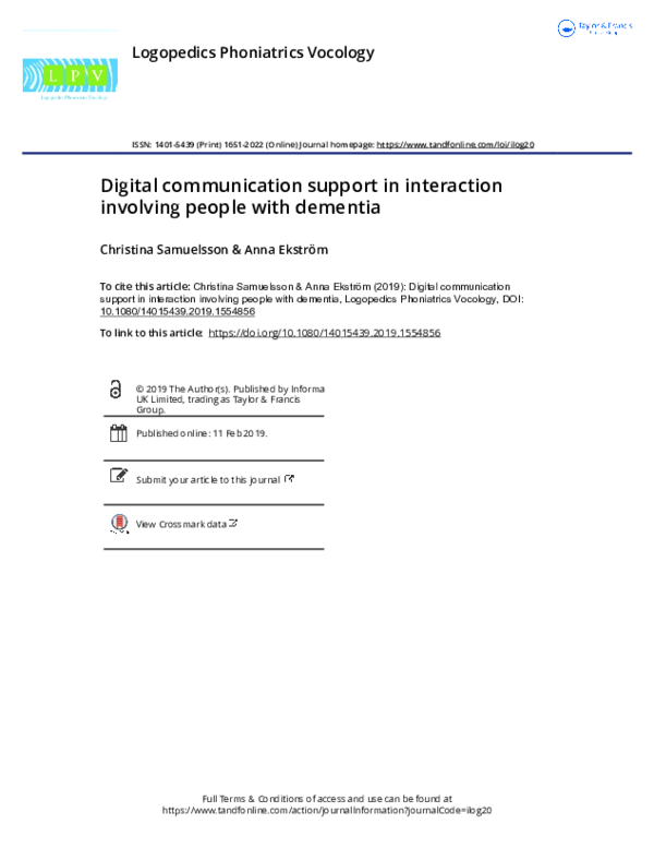 (PDF) Digital communication support in interaction involving people ...
