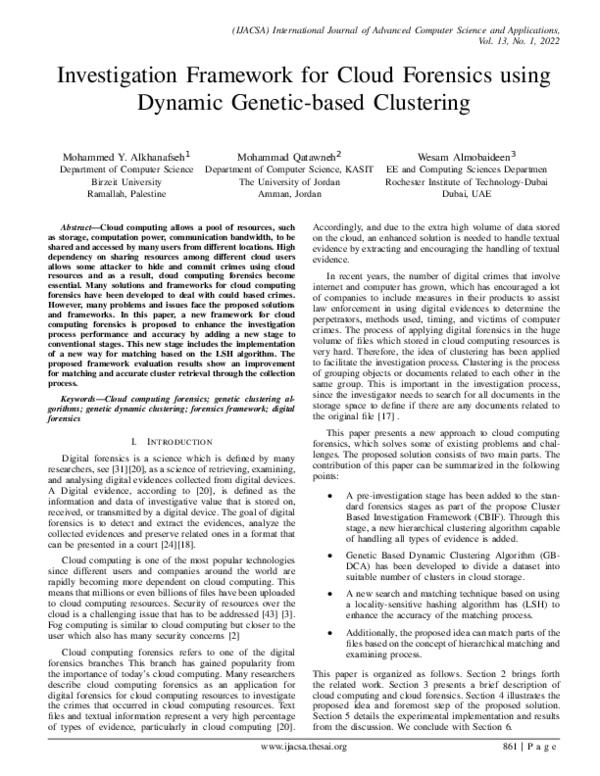 (PDF) Investigation Framework for Cloud Forensics using Dynamic Genetic ...