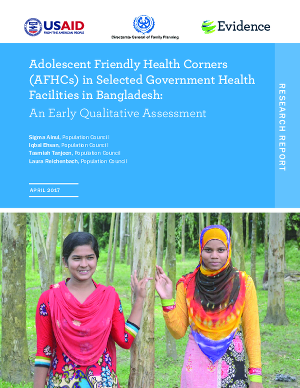 (PDF) Adolescent Friendly Health Corners (AFHCs) in selected government ...