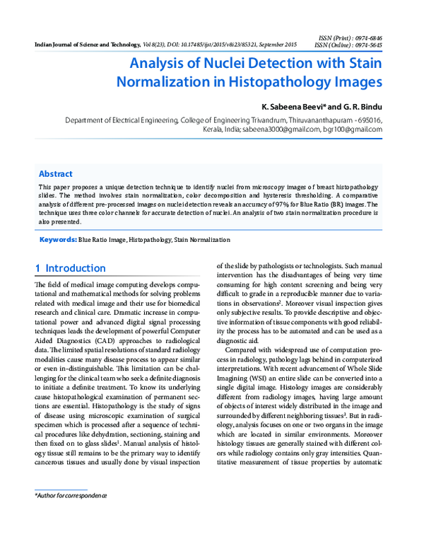 (PDF) Analysis of Nuclei Detection with Stain Normalization in ...
