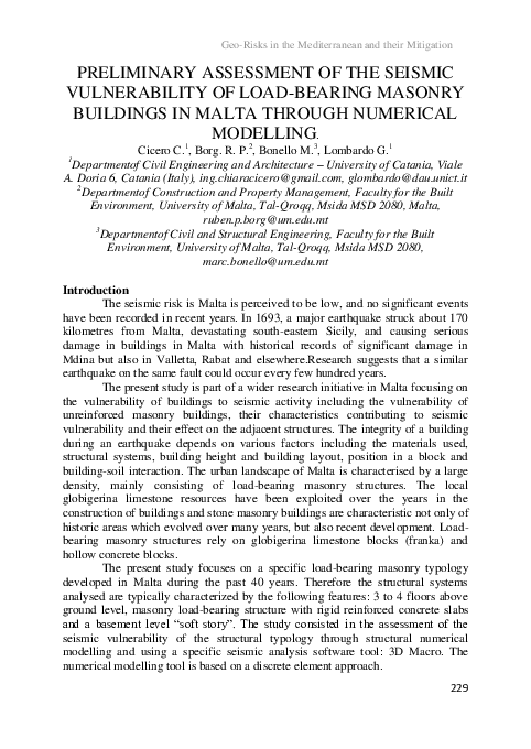(PDF) Preliminary assessment of the seismic vulnerability of load ...