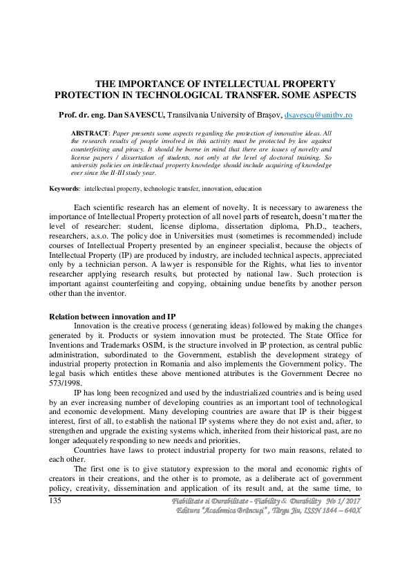 (PDF) The Importance of Intellectual Property Protection in ...