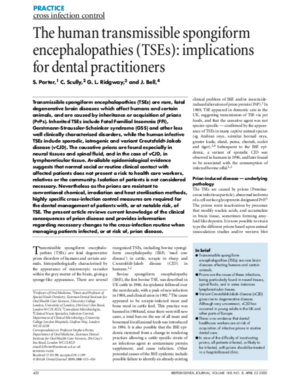 (PDF) The human transmissible spongiform encephalopathies (TSEs ...
