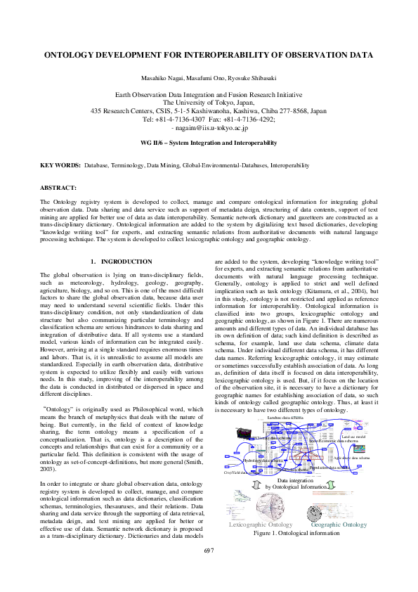 (PDF) Ontology Development for Interoperability of Observation Data