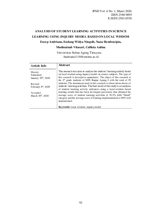 (PDF) Analysis of Student Learning Activities in Science Learning Using ...