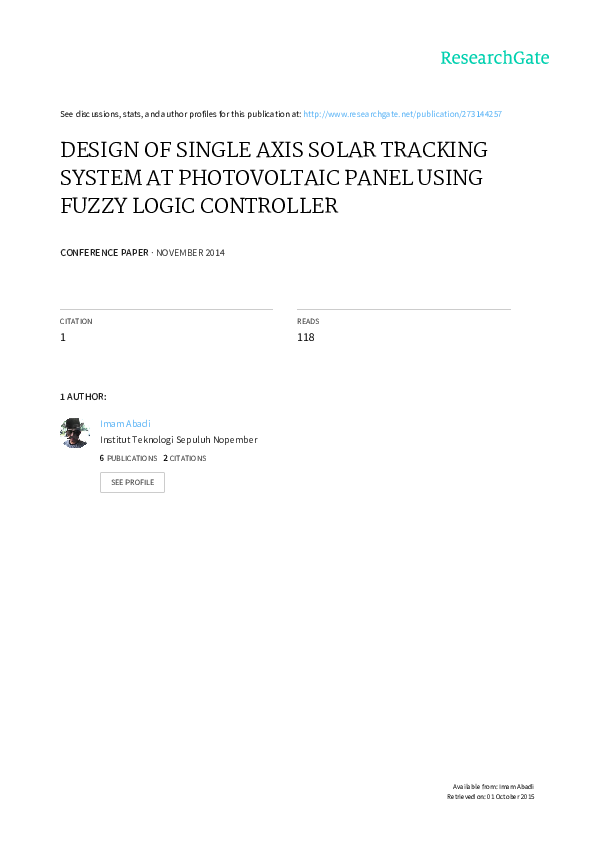 (PDF) Design of single axis solar tracking system at photovoltaic panel ...