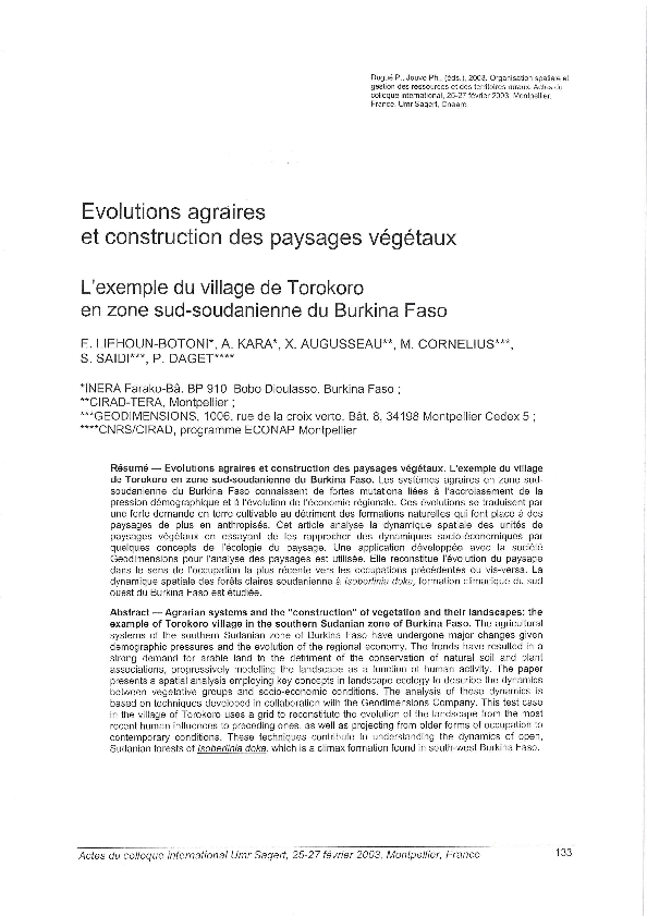 (PDF) Evolutions agraires et construction des paysages végétaux : l ...