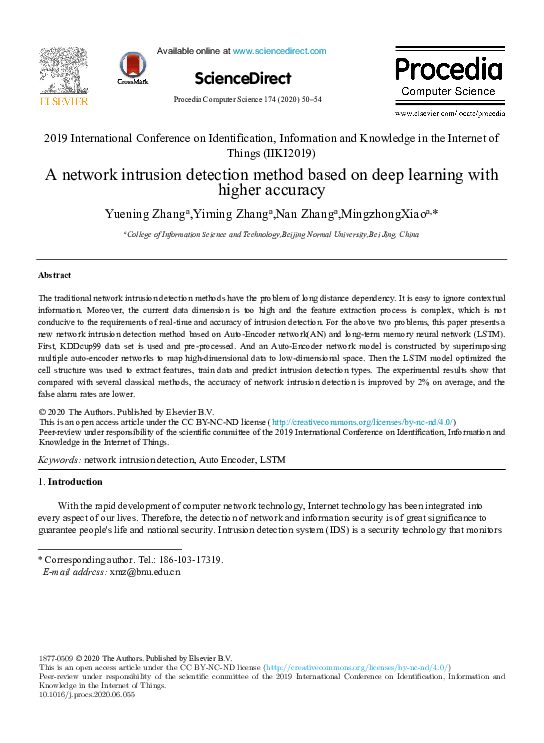 (PDF) A network intrusion detection method based on deep learning with ...
