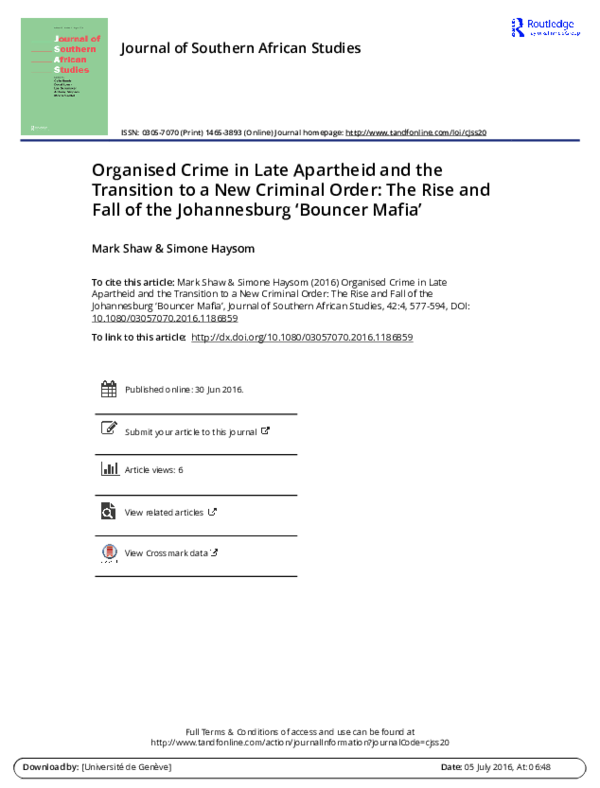 (PDF) Organised Crime in Late Apartheid and the Transition to a New ...