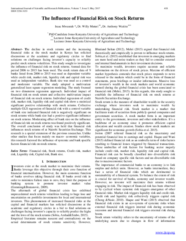 (PDF) The Influence of Financial Risk on Stock Returns