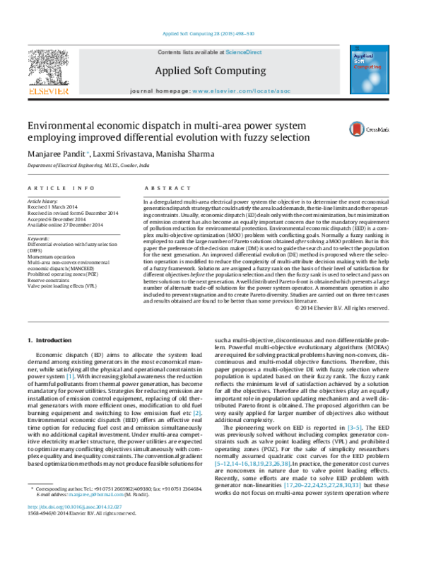 (PDF) Environmental economic dispatch in multi-area power system ...