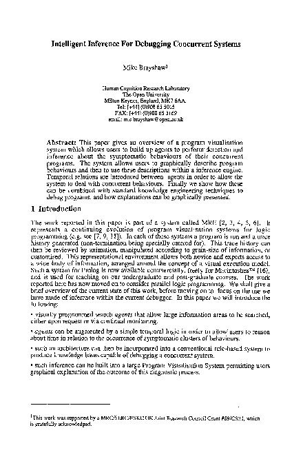 (PDF) Intelligent inference for debugging concurrent systems