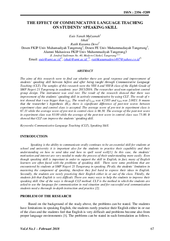 (PDF) The Effect Of Communicative Language Teaching On Students ...