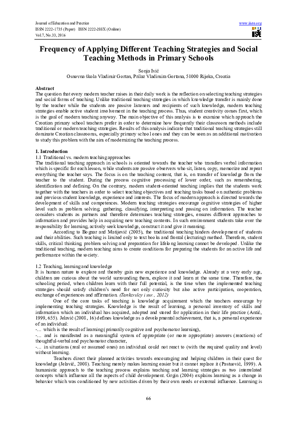 (PDF) Frequency of Applying Different Teaching Strategies and Social ...