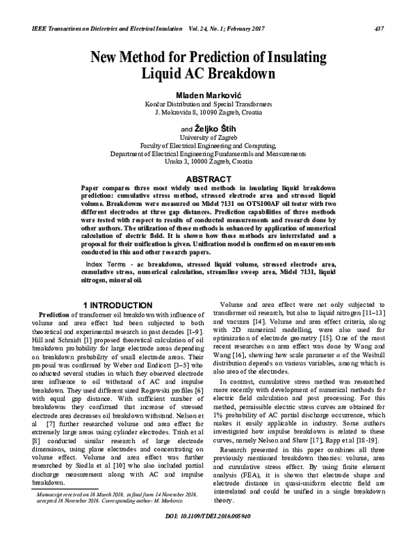 (PDF) New method for prediction of insulating liquid AC breakdown