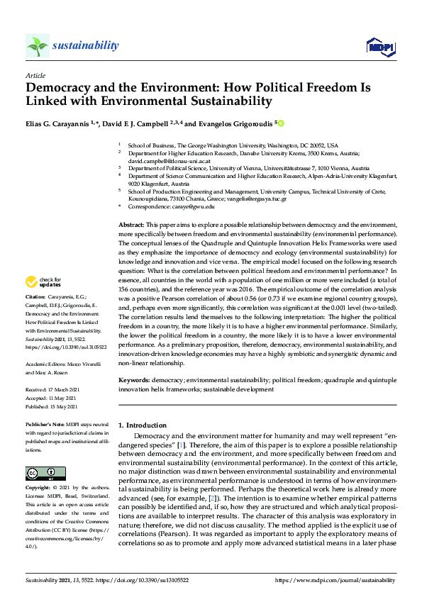 (PDF) Democracy and the Environment: How Political Freedom Is Linked ...