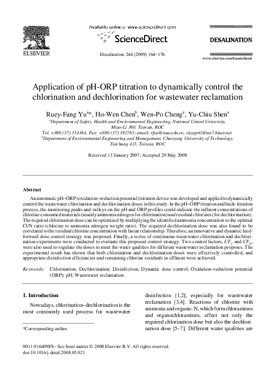 (PDF) Application of pHORP titration to dynamically control the