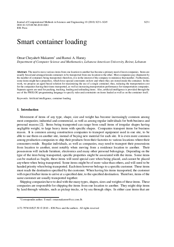 (PDF) Smart container loading