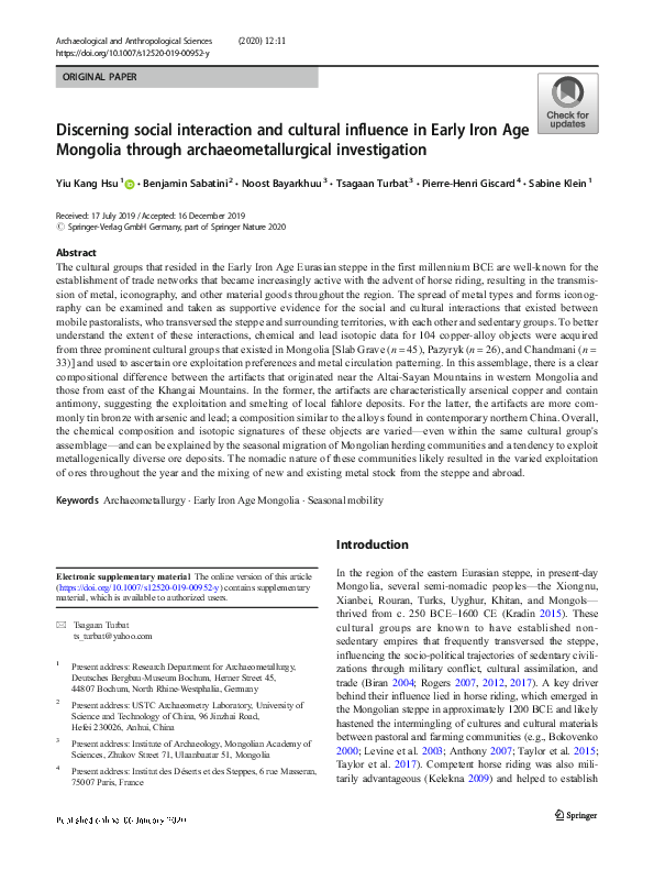 (PDF) Discerning social interaction and cultural influence in Early ...