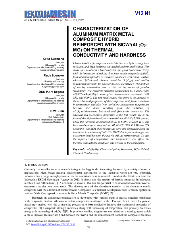 (PDF) Characterization of Aluminum Matrix Metal Composite Hybrid ...