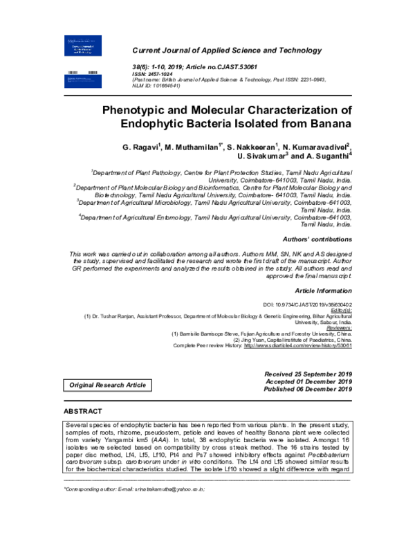 (PDF) Phenotypic and Molecular Characterization of Endophytic Bacteria ...