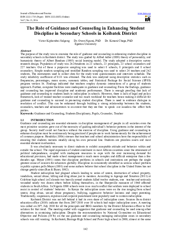 (PDF) The Role of Guidance and Counseling in Enhancing Student ...