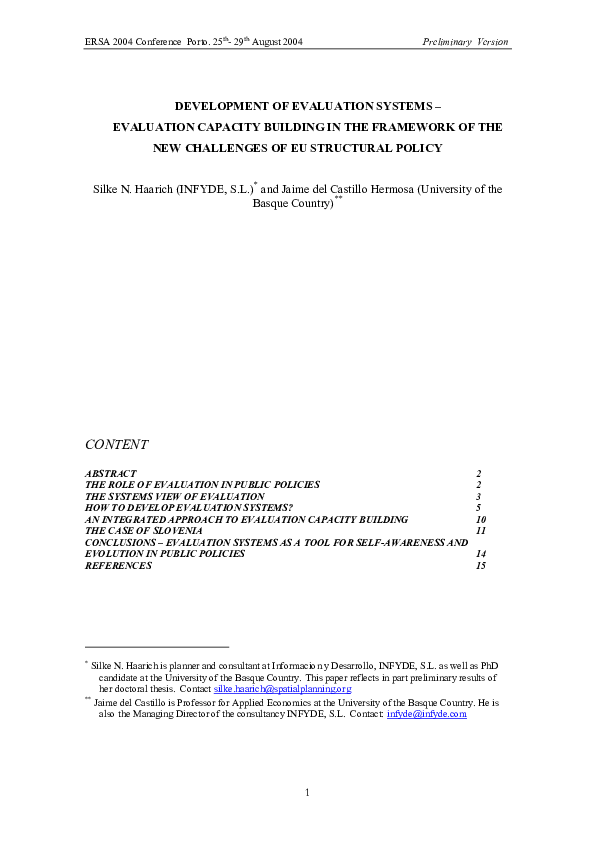 (PDF) Development of Evaluation Systems – Evaluation Capacity Building ...