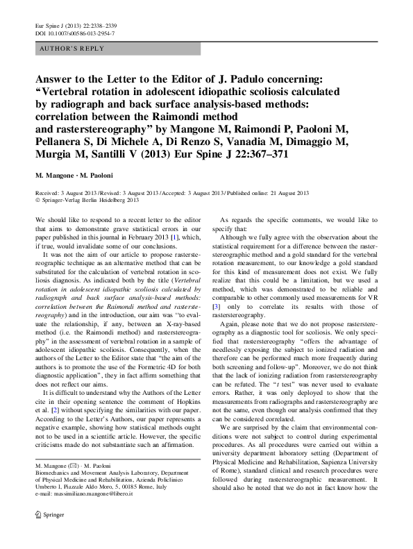(PDF) Answer to the Letter to the Editor of J. Padulo concerning ...