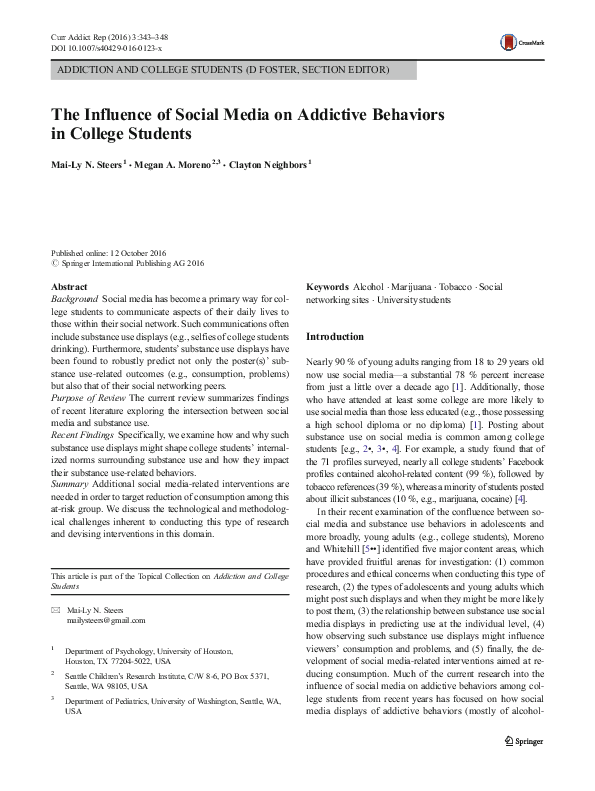 (PDF) The Influence of Social Media on Addictive Behaviors in College ...
