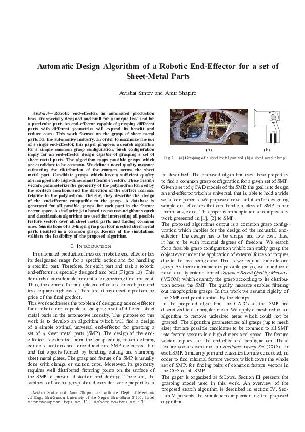 (PDF) Automatic design algorithm of a robotic end-effector for a set of ...