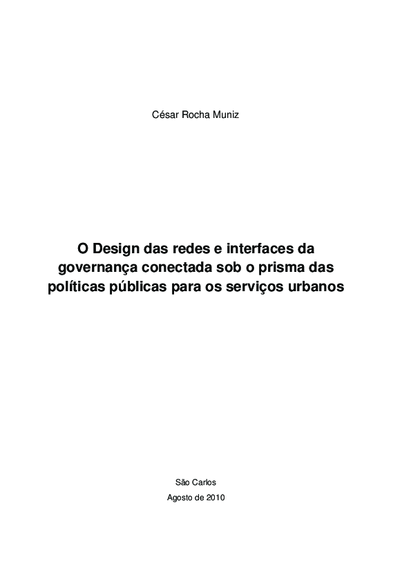 O design das redes e interfaces da governança conectada sob o prisma ...