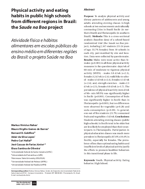 (PDF) Physical activity and eating habits in public high schools from ...