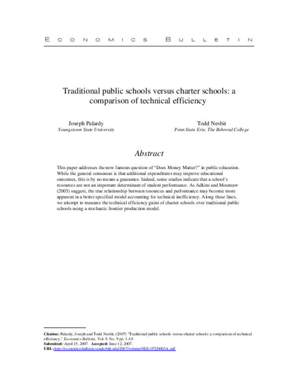 (PDF) Traditional public schools versus charter schools: a comparison ...