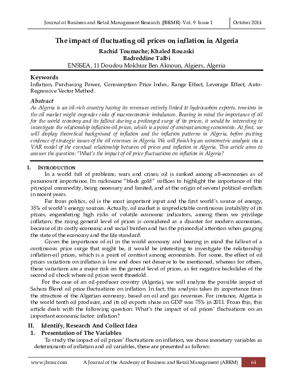 (PDF) The impact of fluctuating oil prices on inflation in Algeria