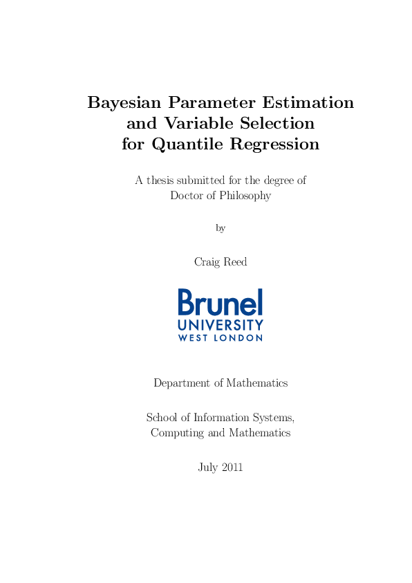 (PDF) Bayesian Parameter Estimation and Variable Selection for Quantile ...