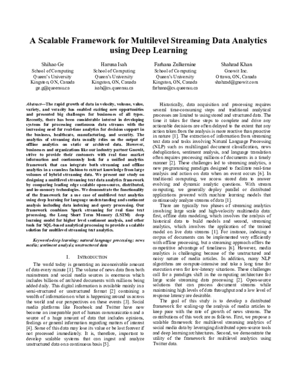 (PDF) A Scalable Framework for Multilevel Streaming Data Analytics ...