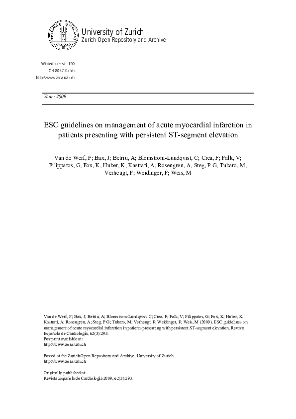 (PDF) ESC Guidelines on Management of Acute Myocardial Infarction in ...