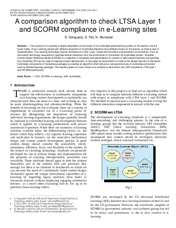 (PDF) A comparison algorithm to check LTSA Layer 1 and SCORM compliance ...