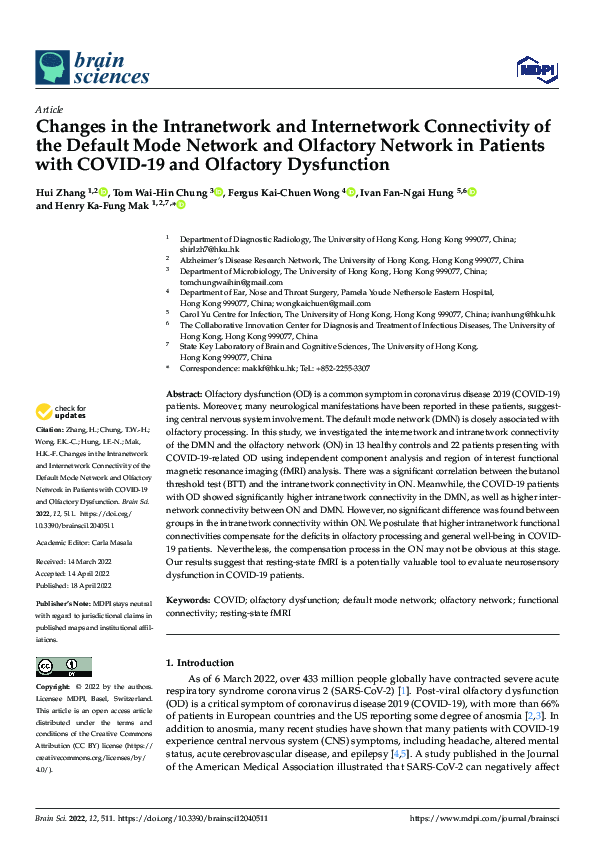 (PDF) Changes in the Intranetwork and Internetwork Connectivity of the ...