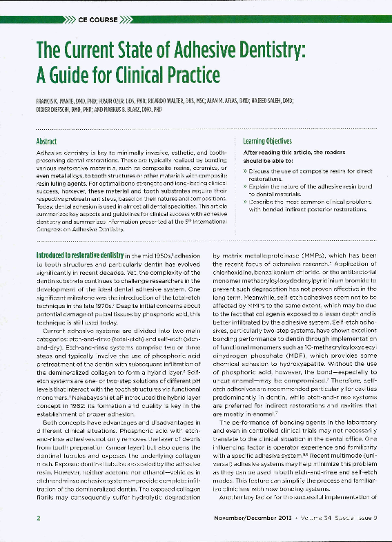 (PDF) The current state of adhesive dentistry a guide for clinical