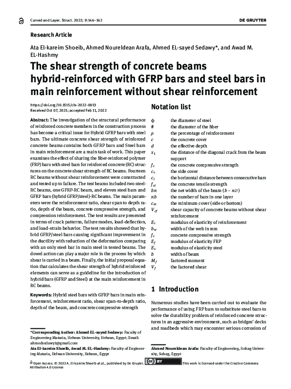 (PDF) The shear strength of concrete beams hybrid-reinforced with GFRP ...