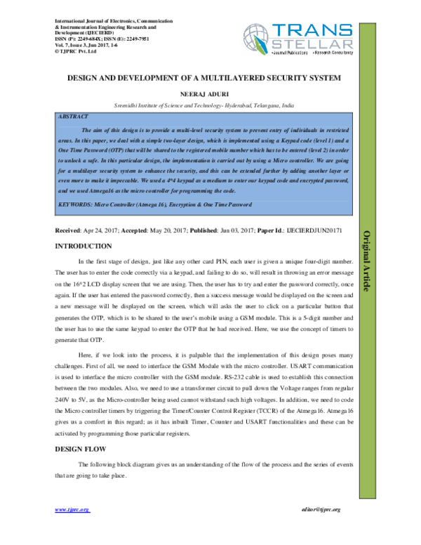 (PDF) Design and Development of a Multilayered Security System