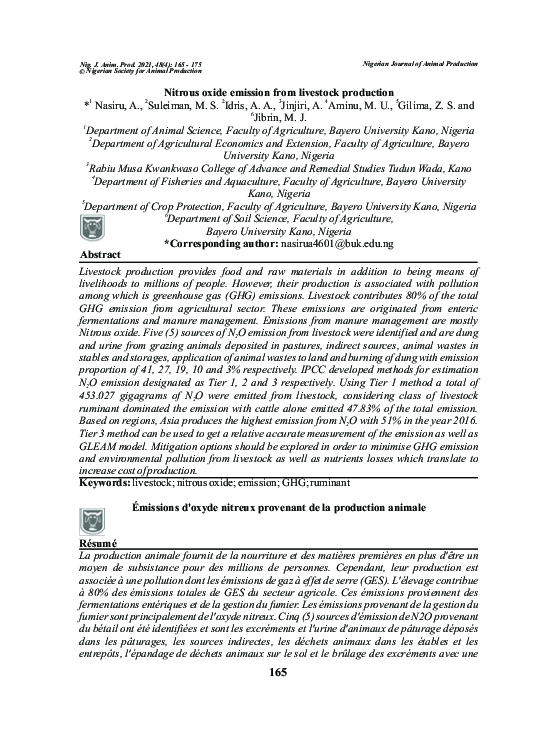 (PDF) Nitrous oxide emission from livestock production
