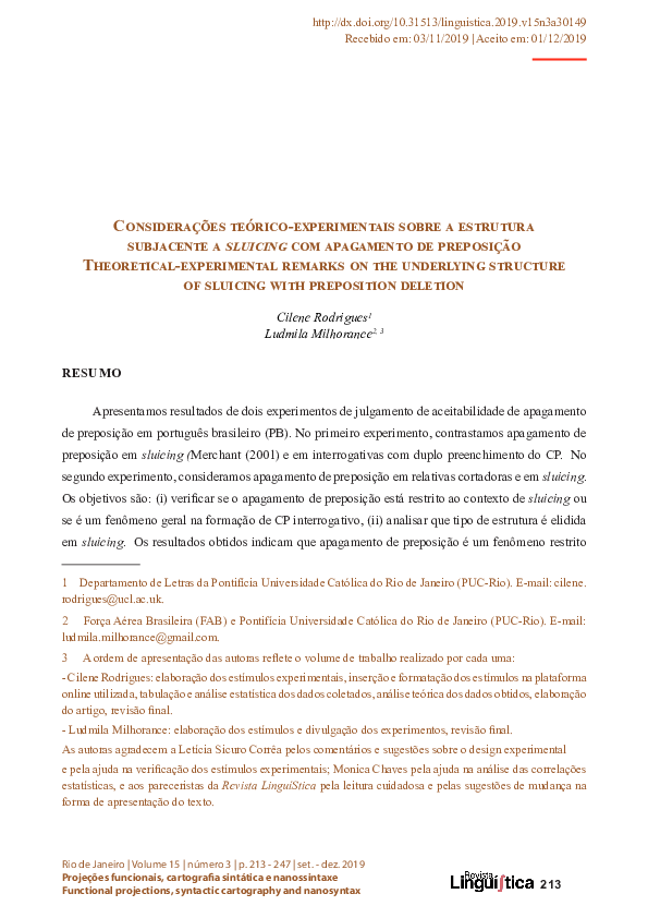 (PDF) Considerações teórico-experimentais sobre a estrutura subjacente ...